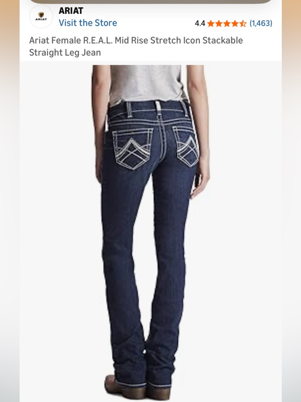 50%off w❤️ Ariat R.E.A.L Icon Straight Leg Mid-Rise straight Jeans 25x33 161